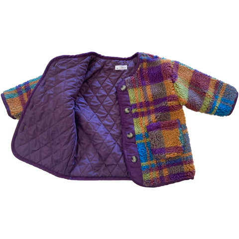 Kids Purple Plaid Fuzzy Jacket