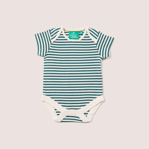 Forest Green Striped Organic Baby Bodysuit