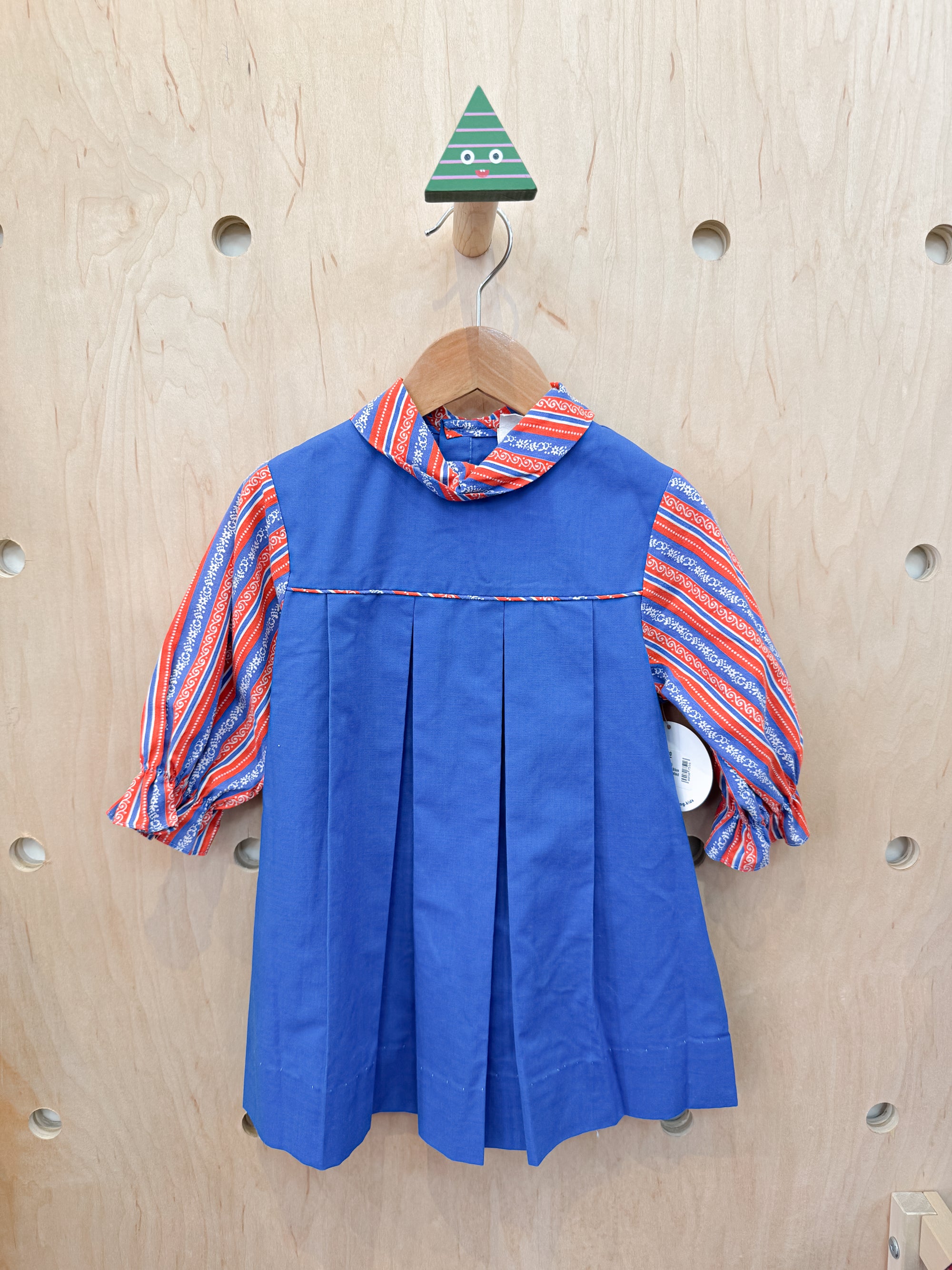 (pre-worn) vintage red blue bandana pleated dress 4T