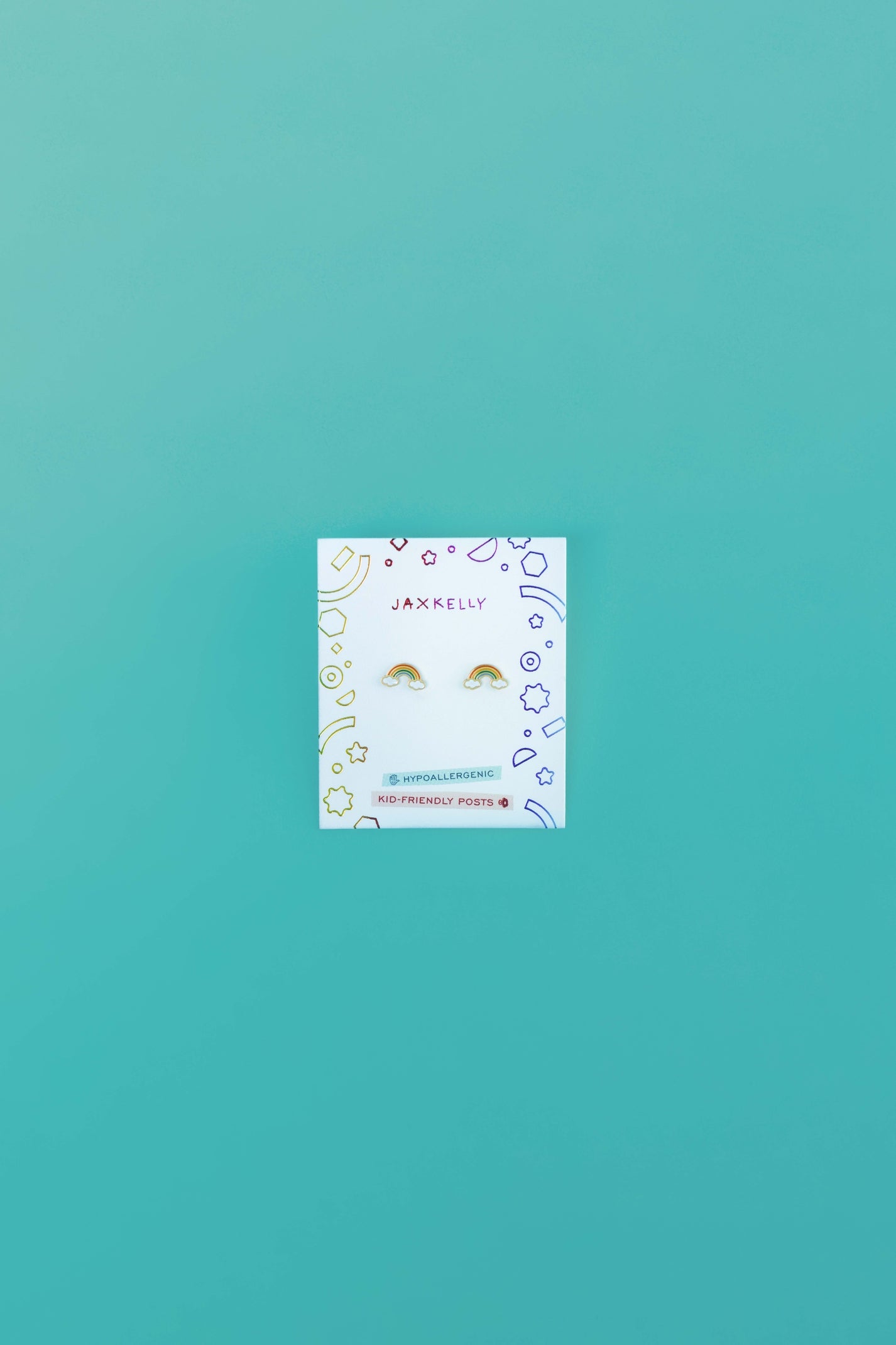 Rainbow Enamel Flat Back Kids Earrings