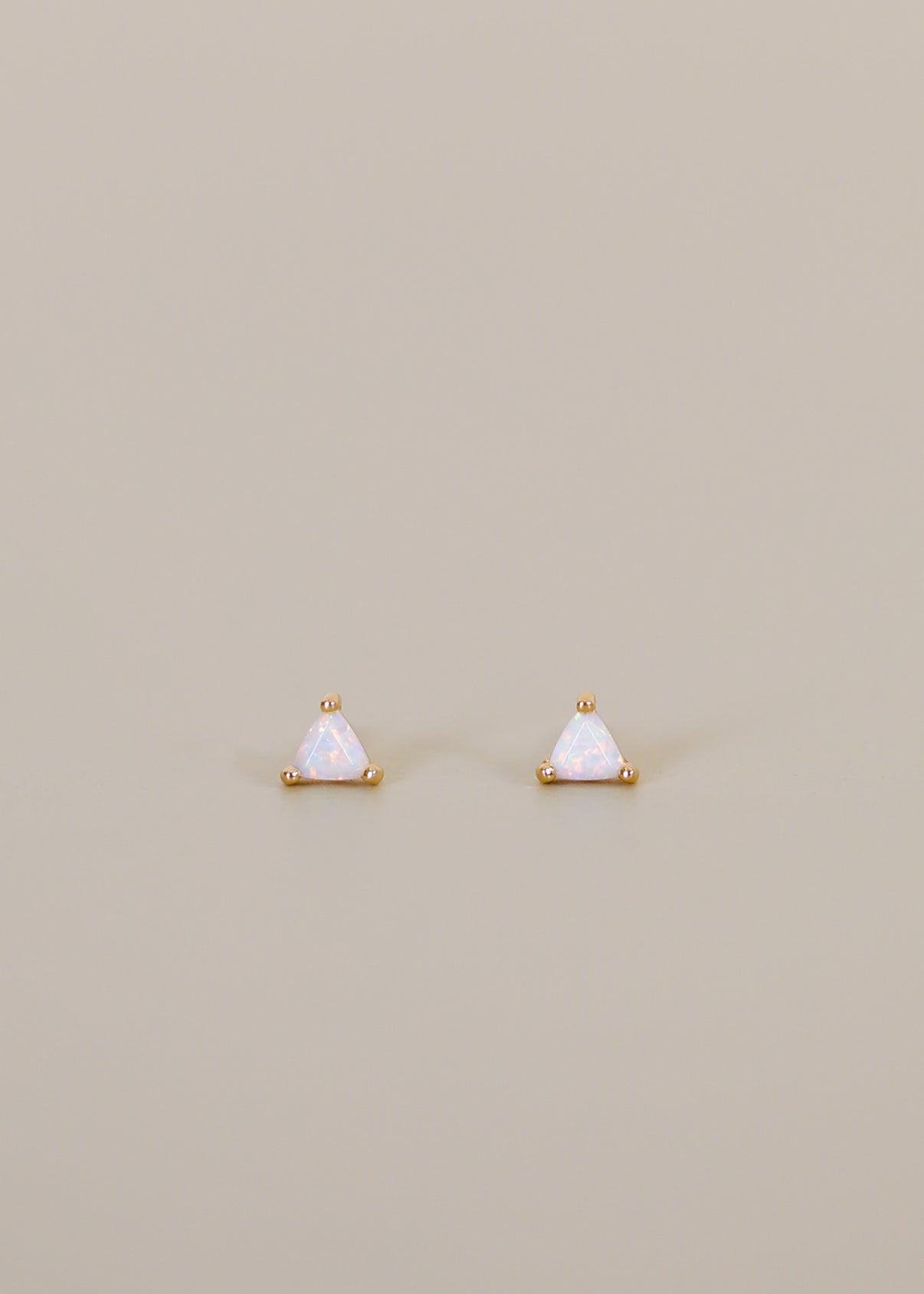 Mini Energy Gem - White Opal - Gold Earrings