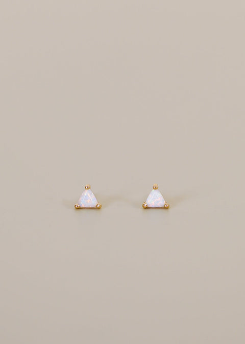 Mini Energy Gem - White Opal - Gold Earrings
