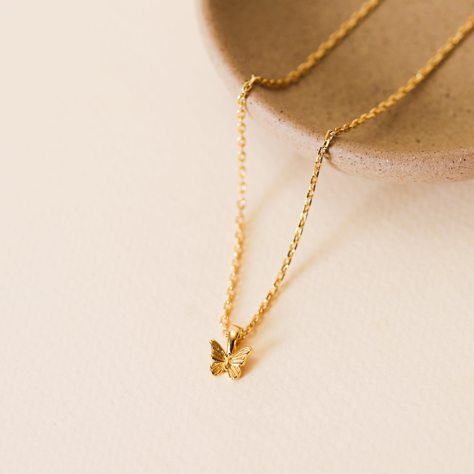 Mini Butterfly Pendant Necklace - 18k Gold Plated