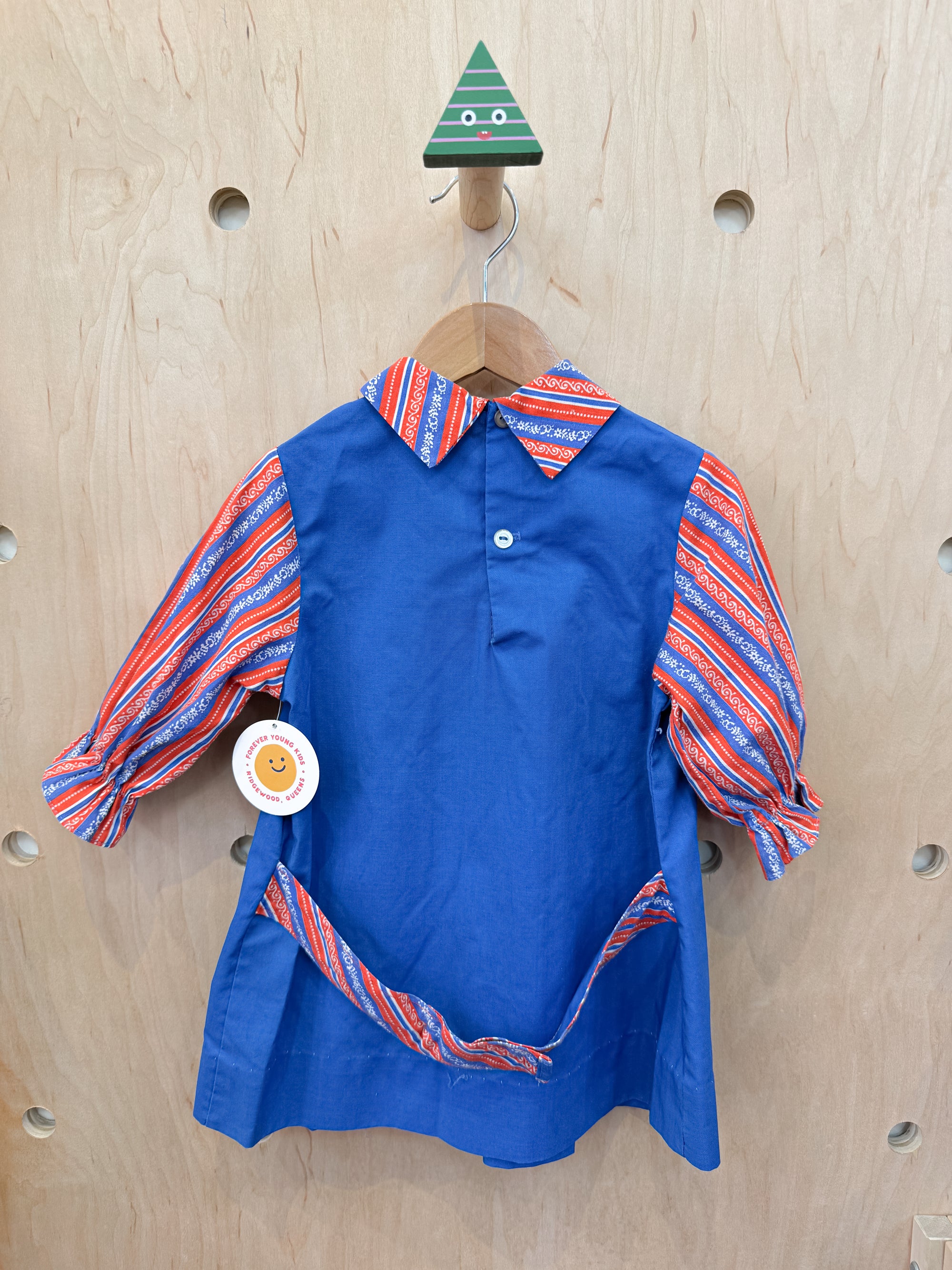 (pre-worn) vintage red blue bandana pleated dress 4T