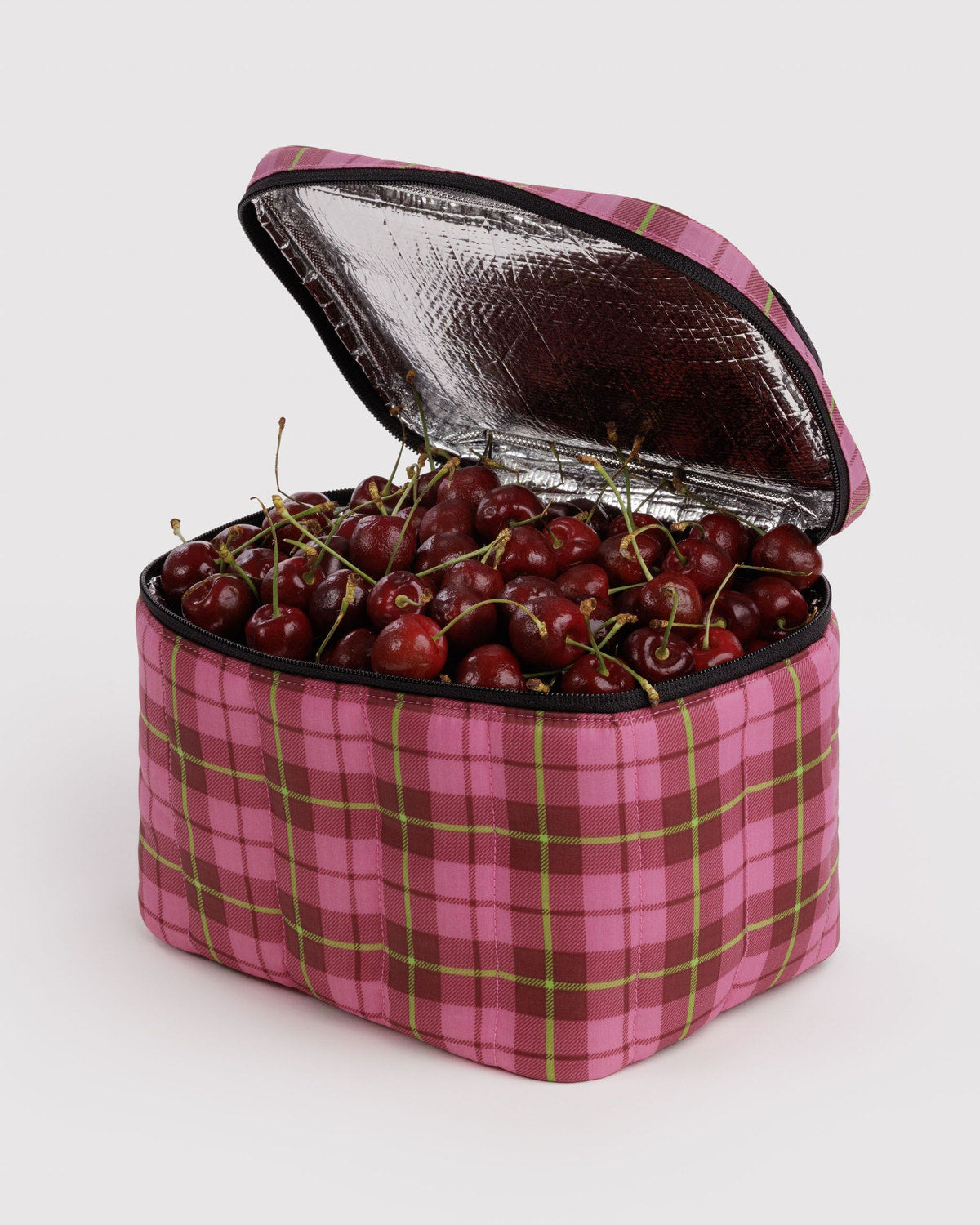 Puffy Lunch Bag Azalea Pink Tartan