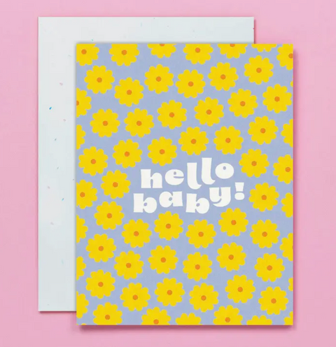 Hello Baby Flower Pattern Card