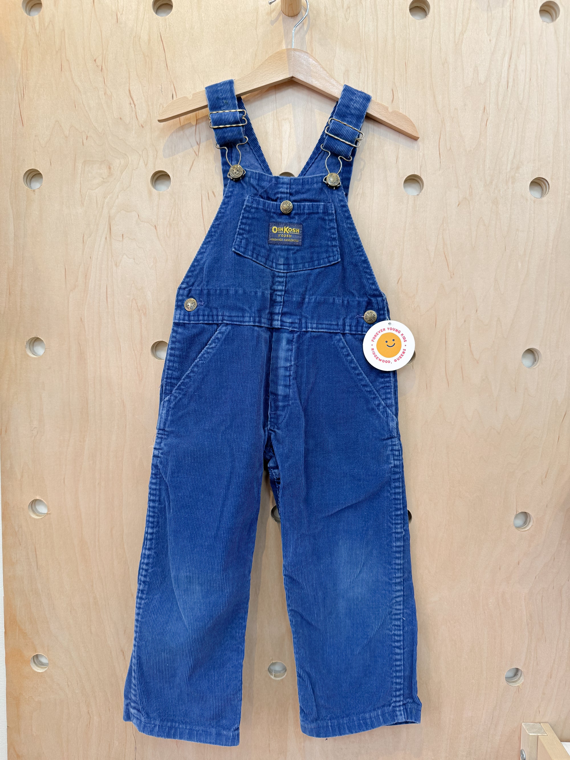 (pre-worn) vintage blue corduroy osh kosh overalls 3T