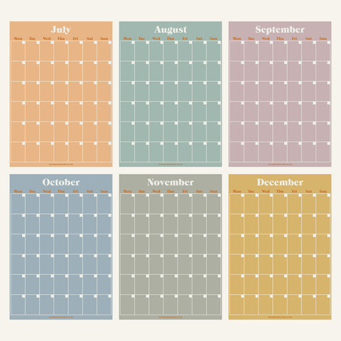 Monthly Undated A3 Wall Planner | 12 Pages | Pastels