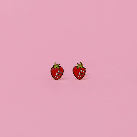 Strawberry Enamel Flat Back Kids earrings
