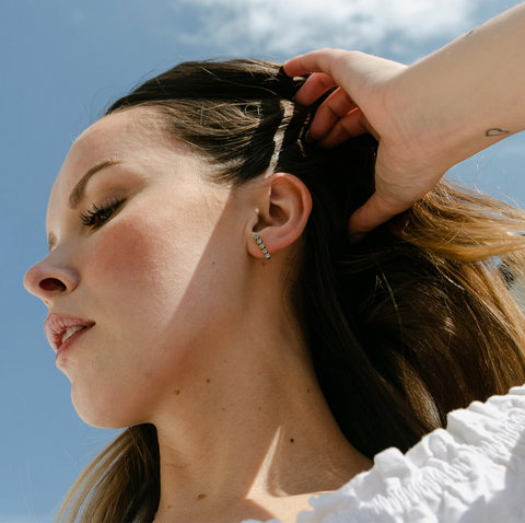 Gemma Crystal Lined Studs Silver