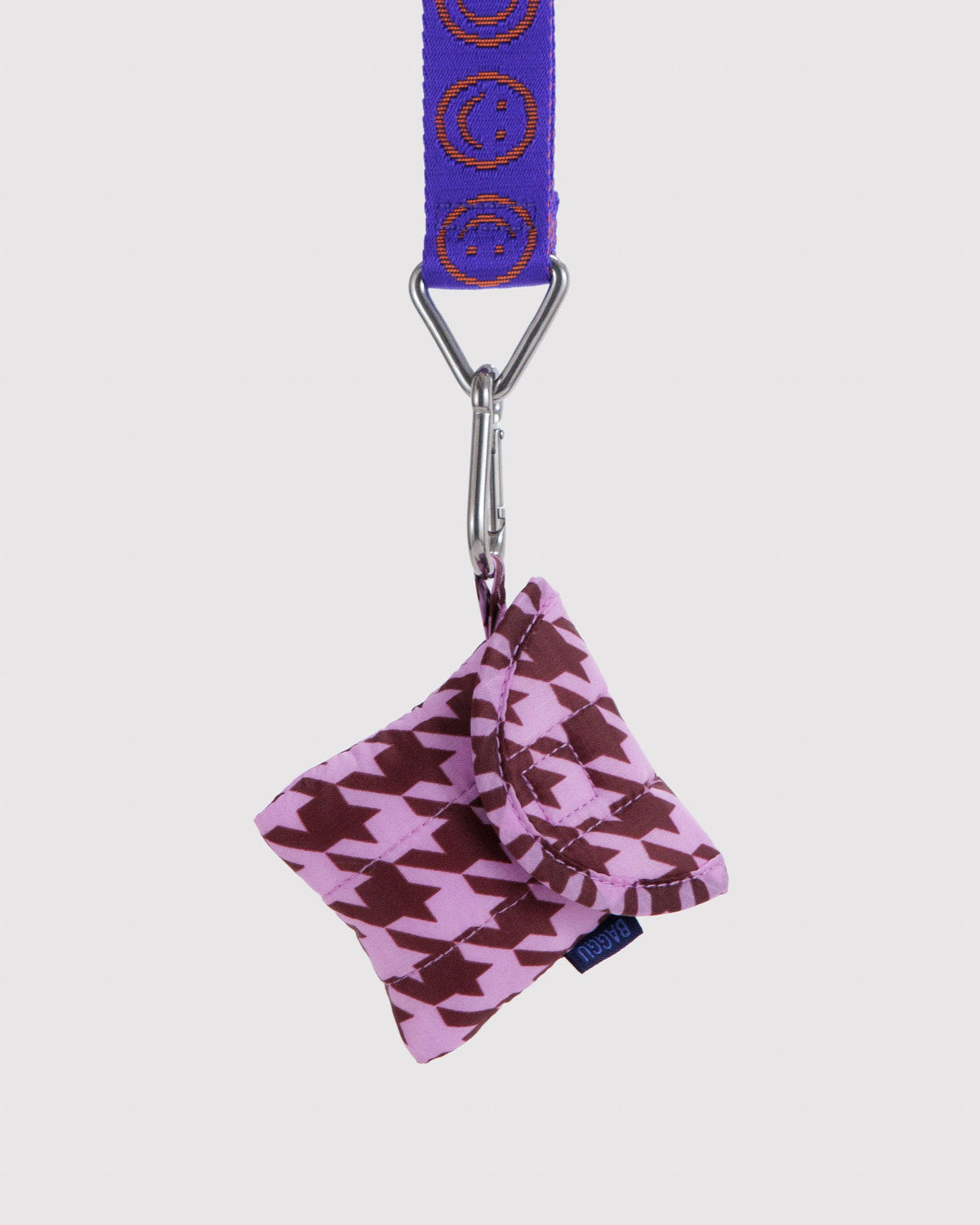 Puffy Earbuds Case Pink Houndstooth