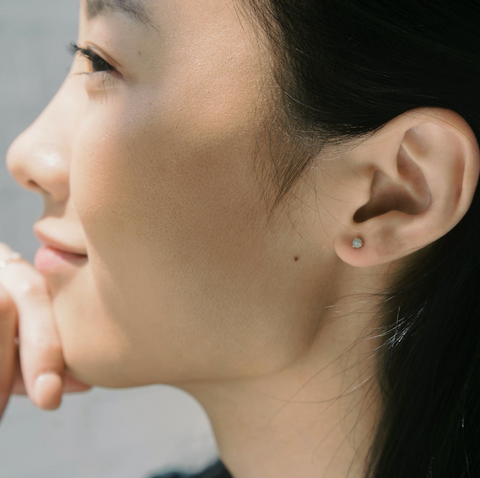 Jade Point Solitaire Studs Silver