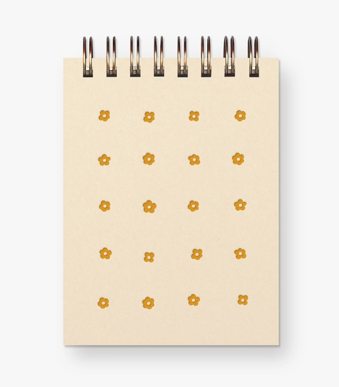 Flower Grid Mini Jotter Notebook - French Vanilla - Stay Forever