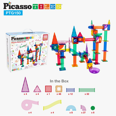 Picasso Tiles 100 Piece Magnetic Marble Run Track