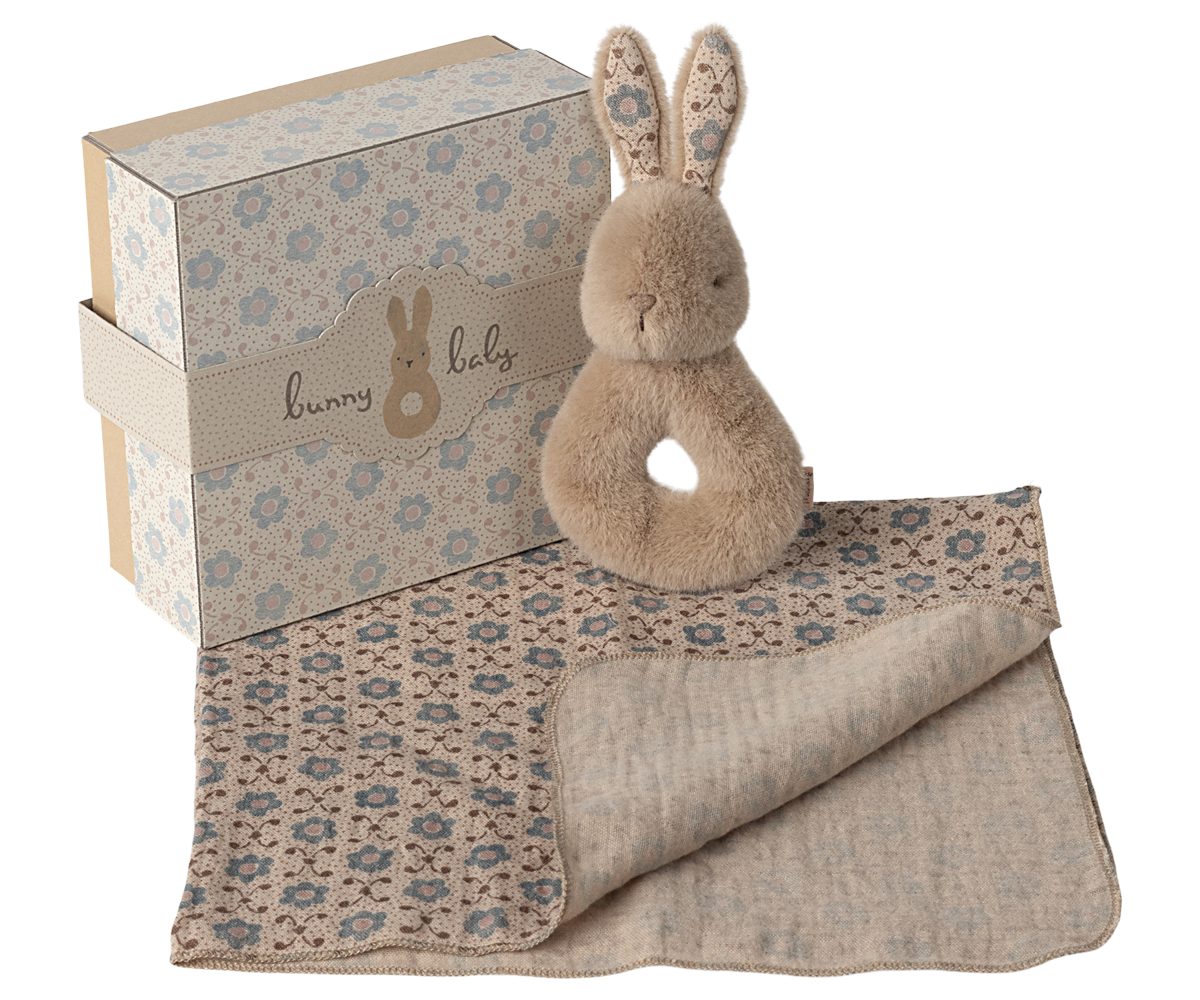 Rabbit Rattle Set-Cream Peach