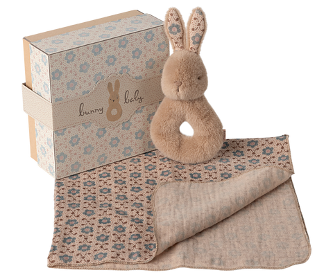 Rabbit Rattle Set-Cream Peach