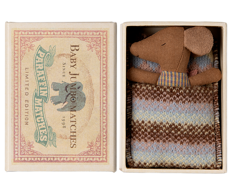 Sleepy/wakey baby mouse in matchbox - Rose