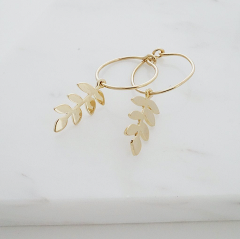 Magic Charm Fern Hoops Gold