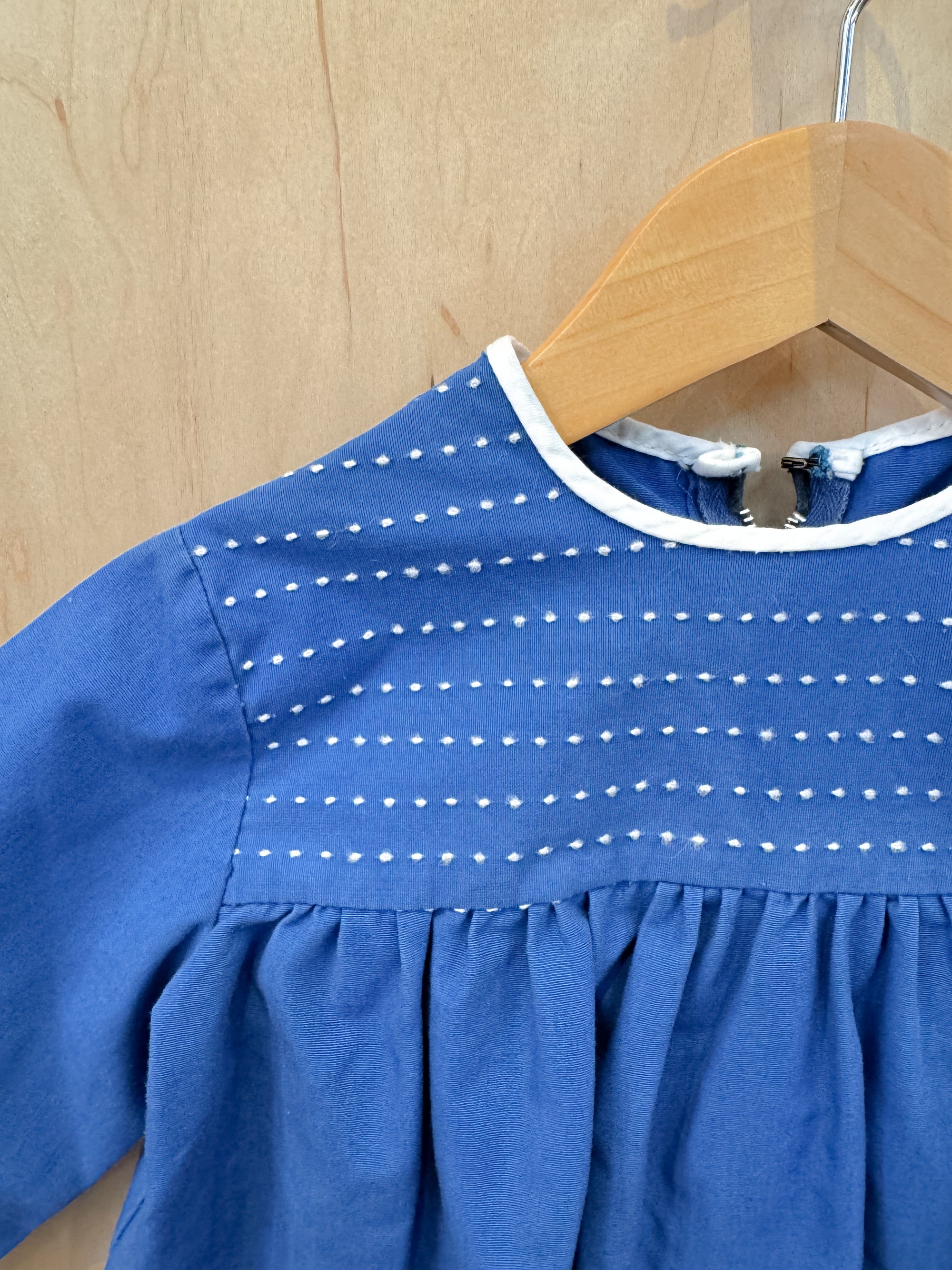(pre-worn) vintage blue white contrast dress 3T