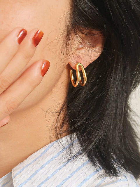 Lucille Gold Double C Hoop Earrings