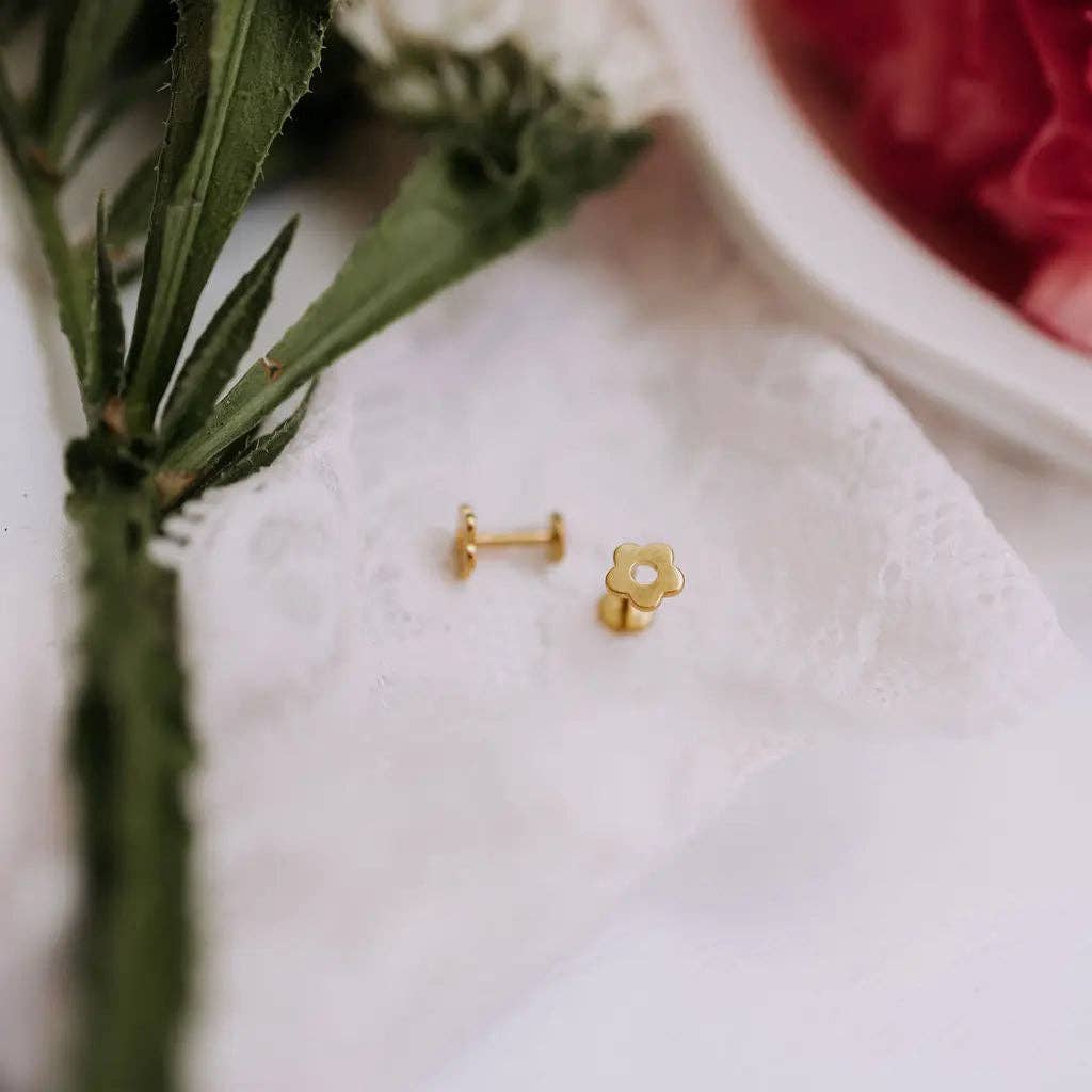 Flower Flat Back Studs - Gold