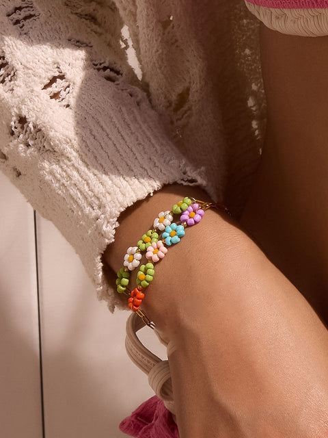 Leia 18K Gold Beaded Daisy Chain Bracelet