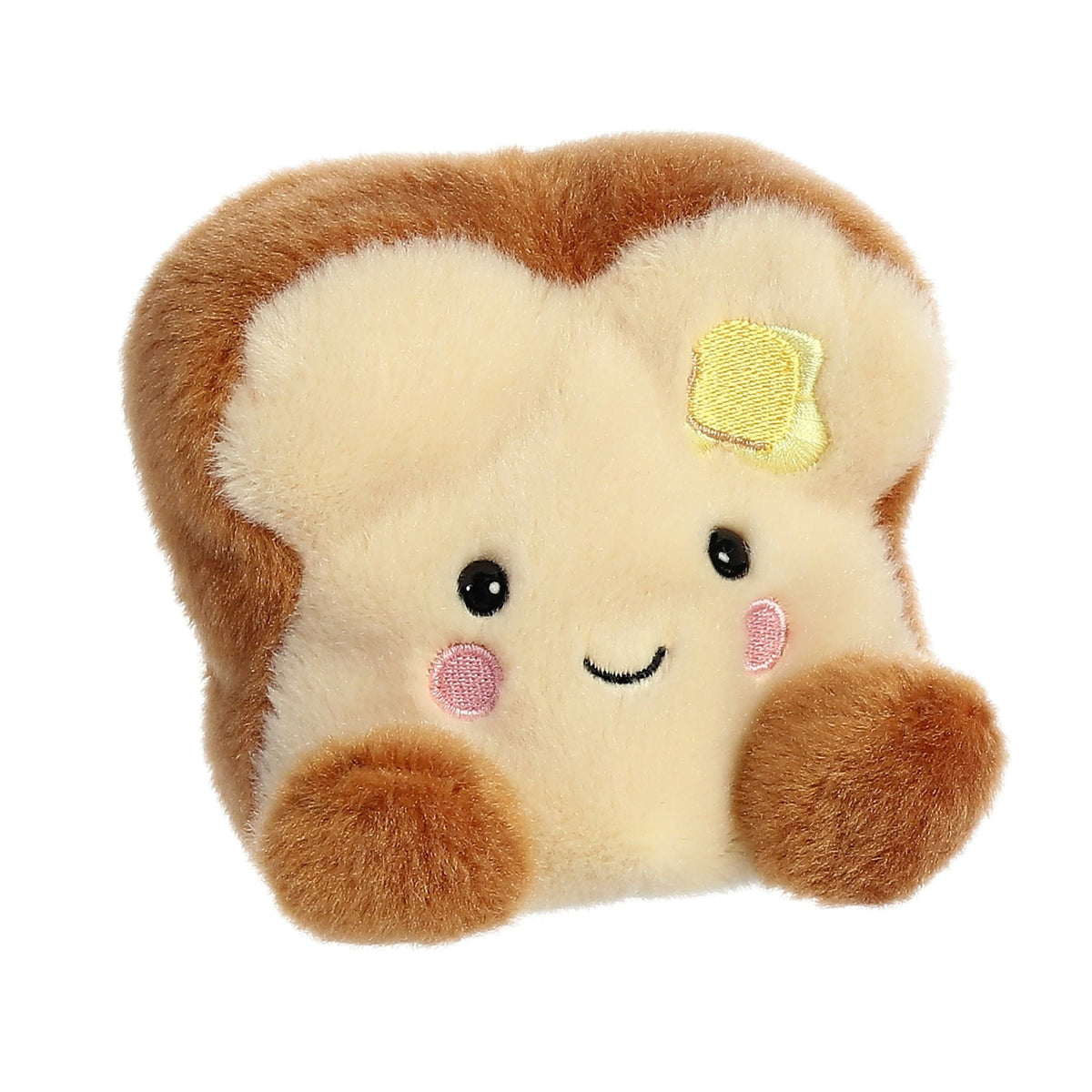 Aurora 5-inch Buttery Toast plush toy with embroidered butter pat and smiling face