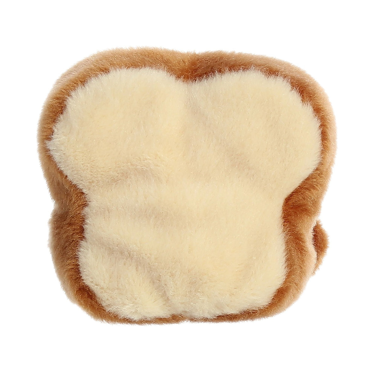 Back view of Aurora Buttery Toast plush showing bread crust and soft cream interior