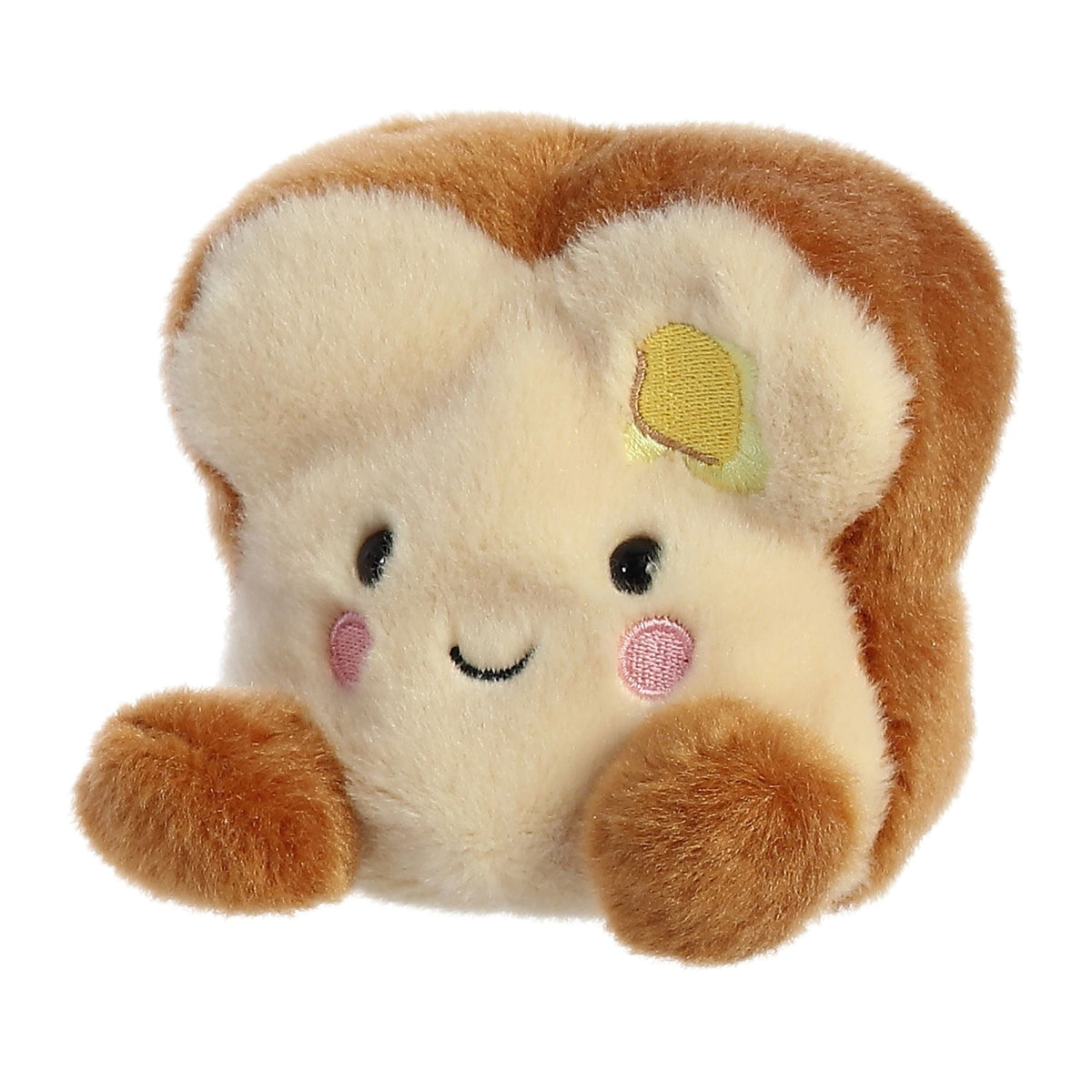 Aurora 5-inch Buttery Toast plush toy with smiling face and butter embroidery