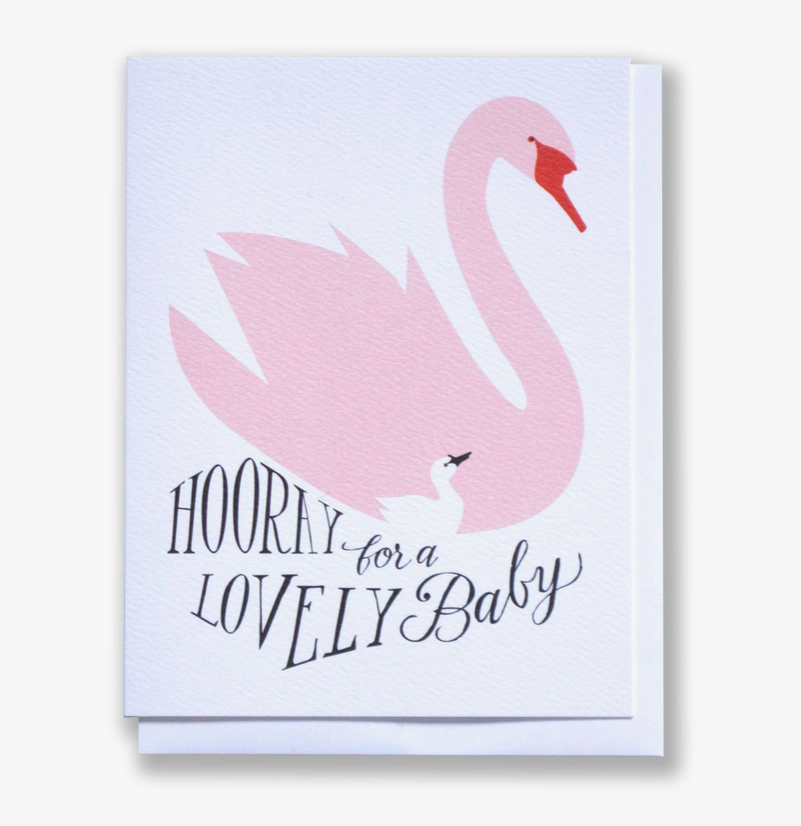 Hooray For A Lovely Baby - Mother Swan and Cygnet Note Card