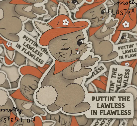 Lawless 'N Flawless Bunny Cowgirl Vinyl Sticker