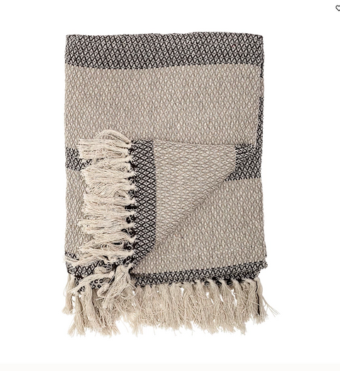 Brushed Cotton Stripe Throw Blanket Grey