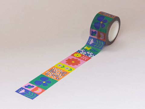 Colorblock Flowers Wide Washi Tape
