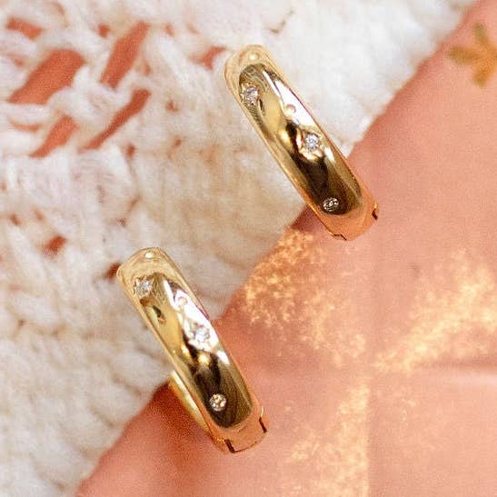 Charli Diamond & Gold Polka Dot Hoops