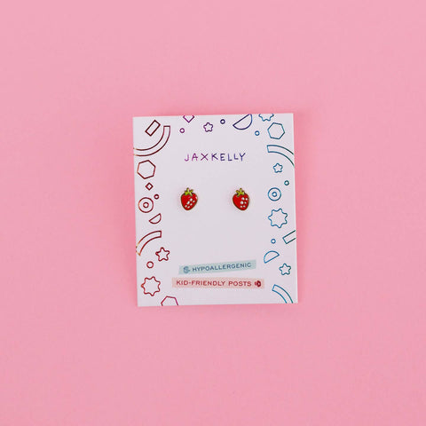 Strawberry Enamel Flat Back Kids earrings