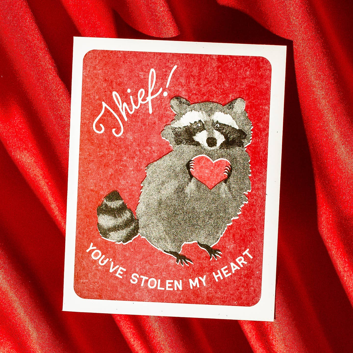 Thief! Raccoon- Risograph Card - Stay Forever