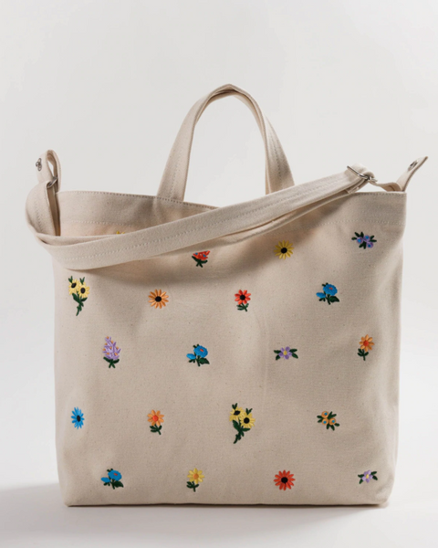 Baggu Horizontal Duck Bag Embroidered Daisy Floral