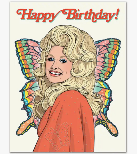 Dolly 70's Butterfly Birthday Card