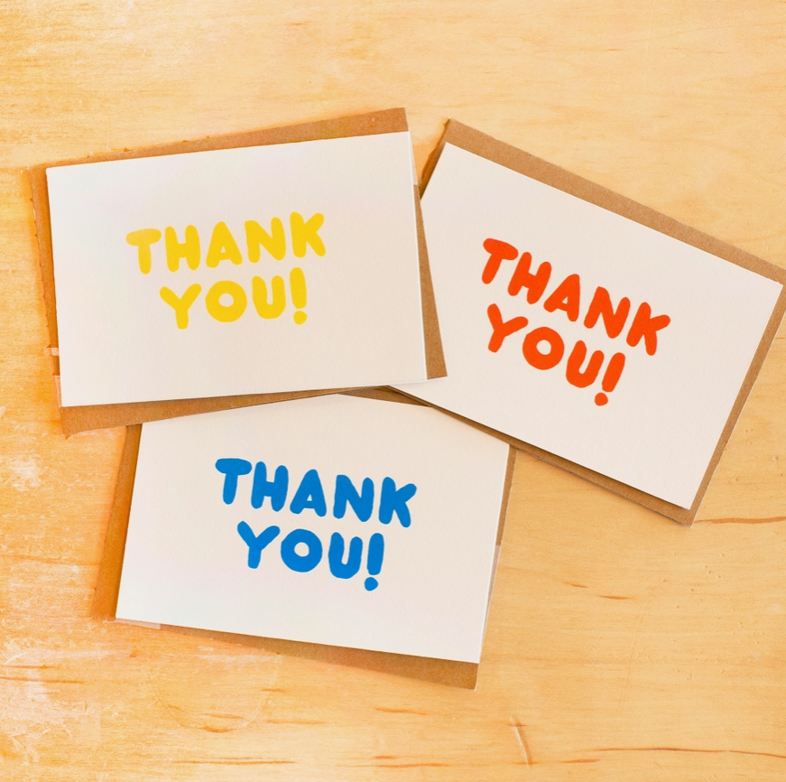 Thank You Primary Colors Card - Boxed Set of 8