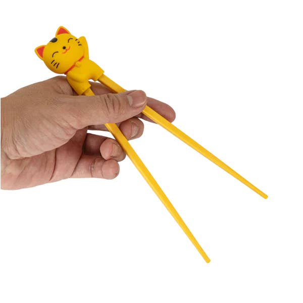 Lucky Cat Yellow Training Chopsticks for kids and adults
