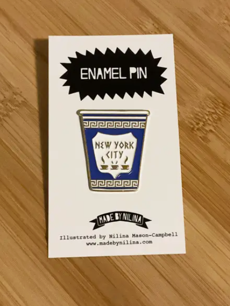 NY Greek Coffee Cup Enamel Pin