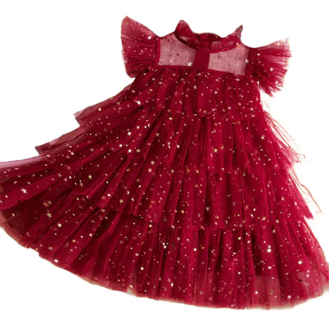 Shining Star Tulle Dress Red