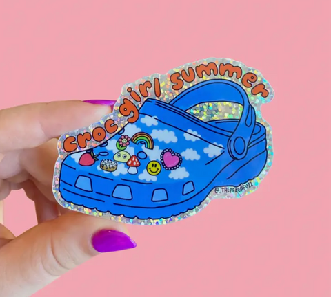 Croc Girl Summer Glitter Sticker