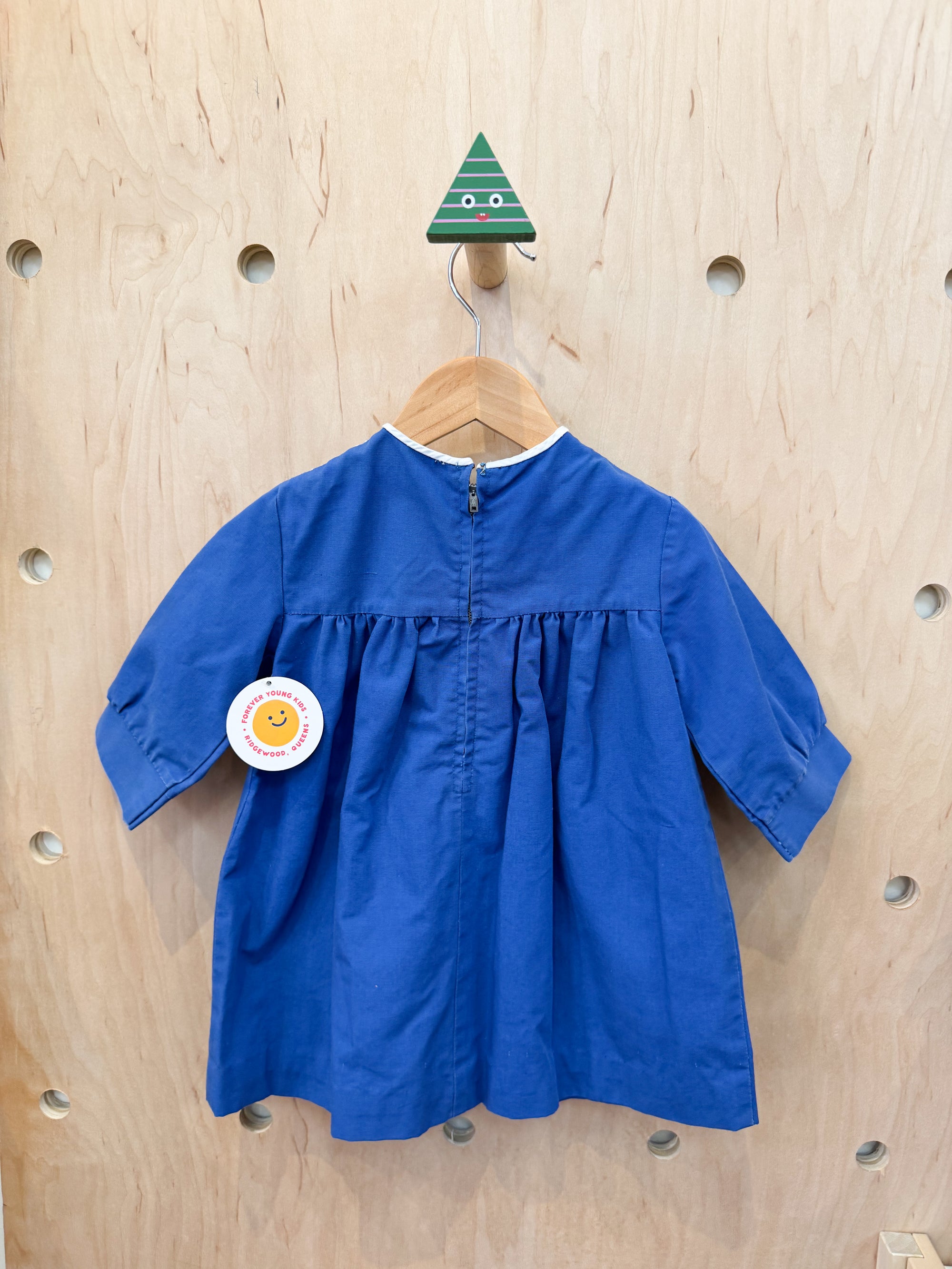 (pre-worn) vintage blue white contrast dress 3T