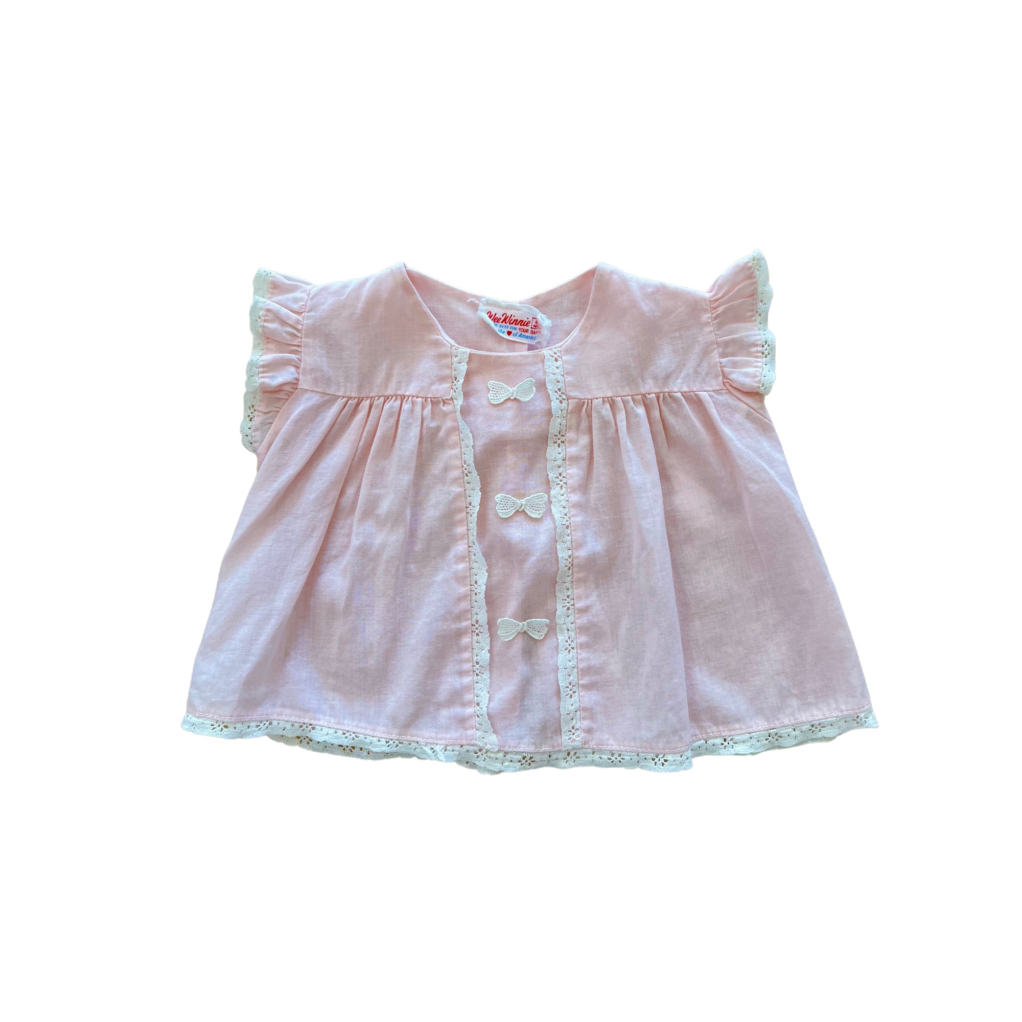 (pre-worn) Vintage Light Pink Lace Ribbon Top NB