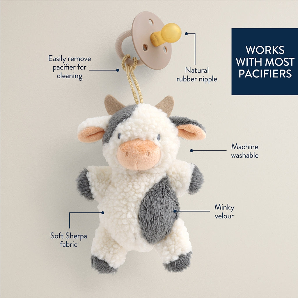 Bitzy Pal Natural Rubber Pacifier & Plush - Cow - Stay Forever