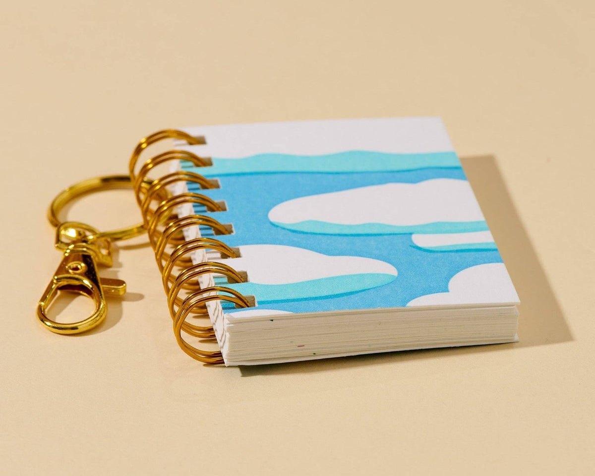Letterpress Mini Notebook Bag Charm—Clouds and Sky