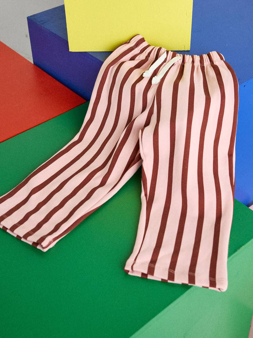 Striped French Terry Pant - Pink & Burgundy