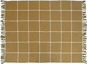 Flannel Throw with Grid Pattern & Fringe