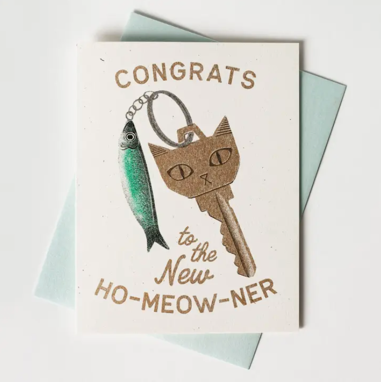 Congrats to the New Ho-Meow-Ner - Risograph Greeting Card - Stay Forever